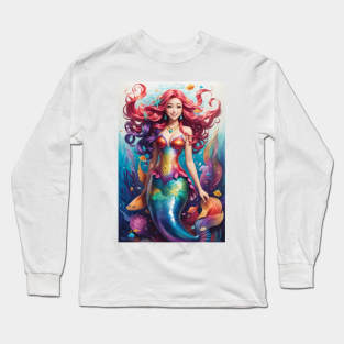 Rainbow Happiness Mermaid Long Sleeve T-Shirt